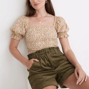 Madewell Hopewell Puff-Sleeve Crop Top in Cottage Garden